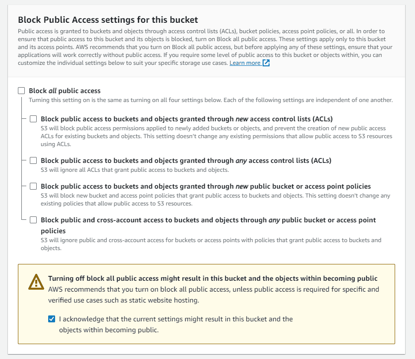 Update Public Access Permission