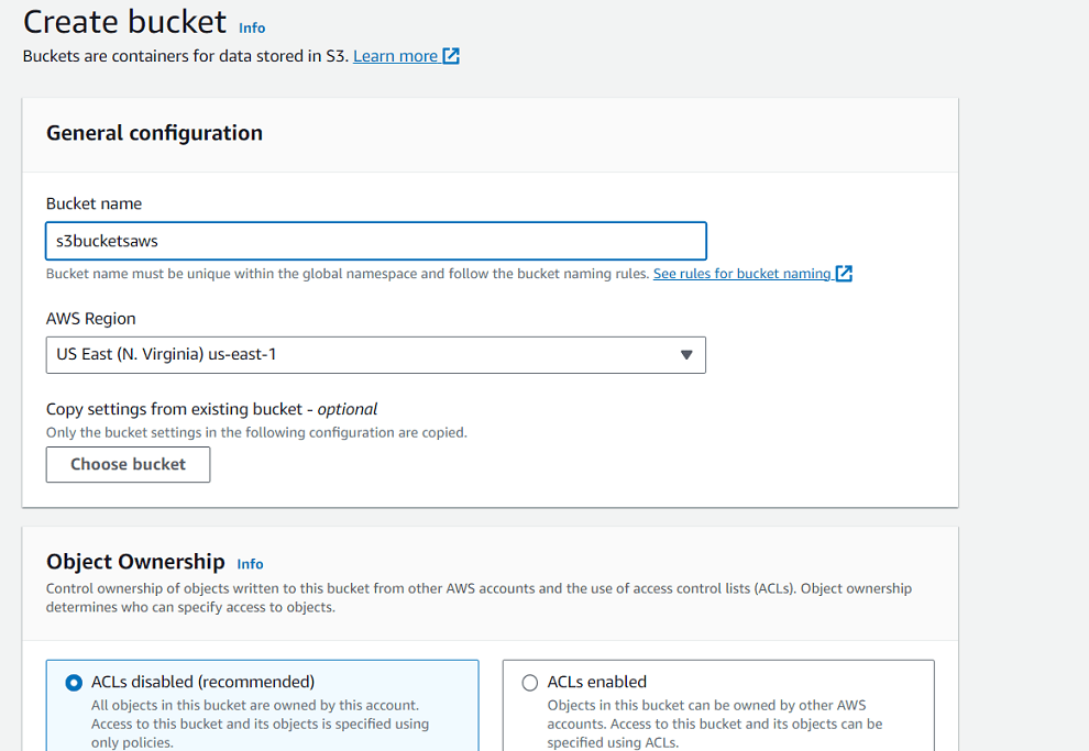 Create S3 bucket