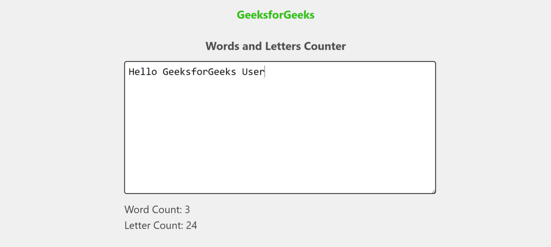 Word and Character Counter using HTML CSS and JavaScript - GeeksforGeeks