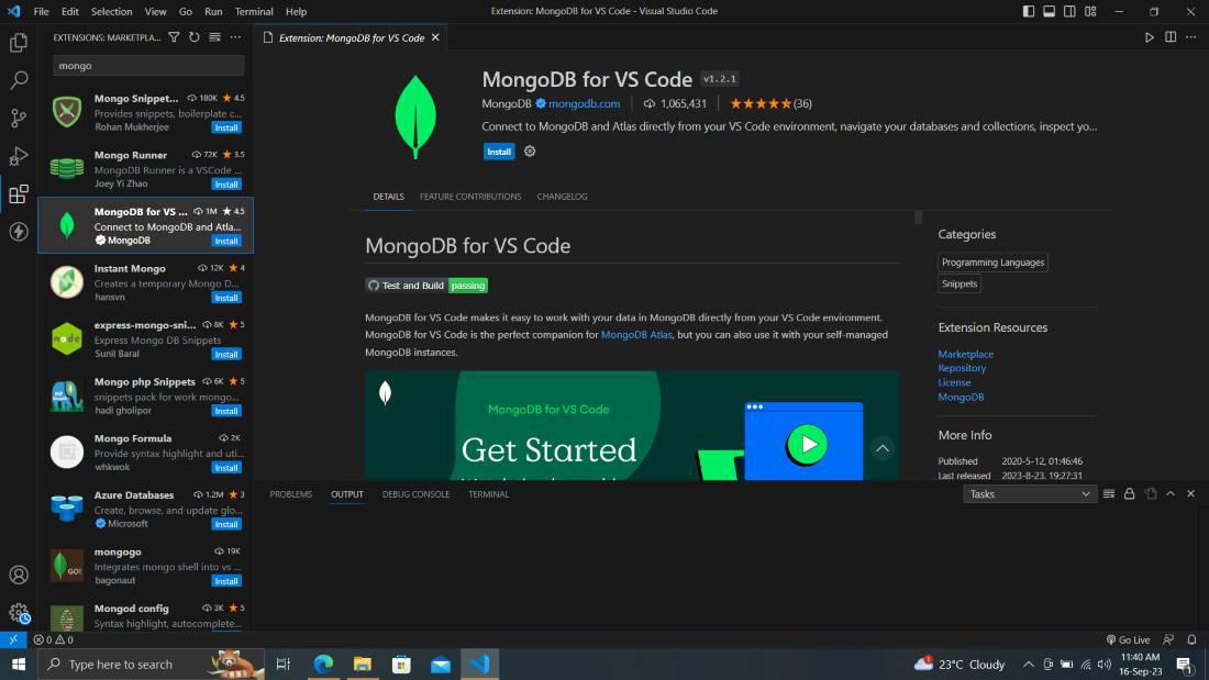 MongoDB for VS code Extension