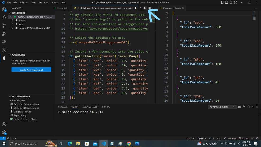 Run the query in VS code 