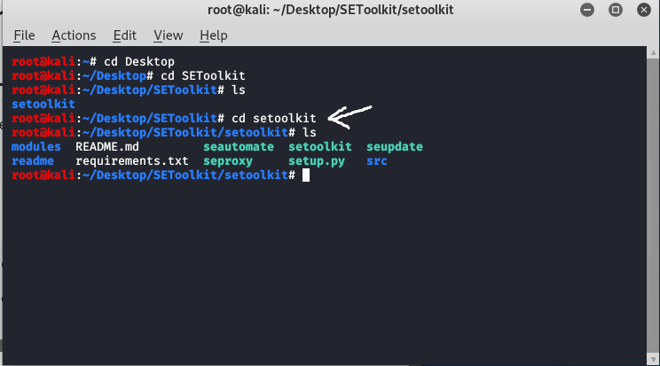 Navigate setoolkit directory 