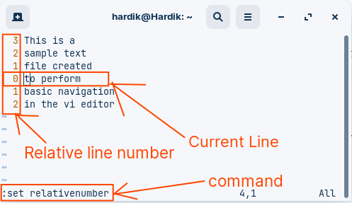 Displaying Relative Line Number