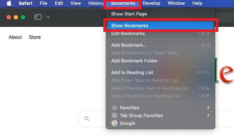 show bookmarks in toolbar safari