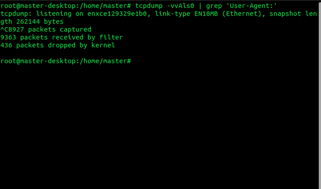 Filter HTTP User Agents using Tcpdump