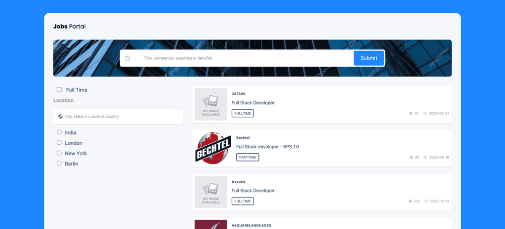 Job Board Using React - GeeksforGeeks