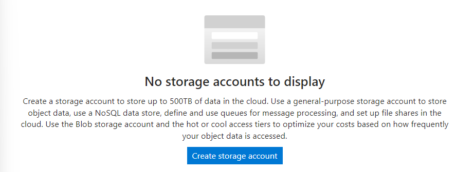 Azure Portal : storage account