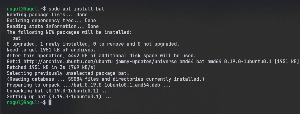 Installing bat command in Ubuntu