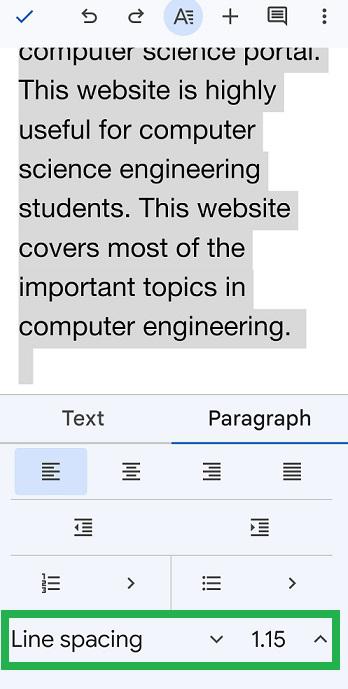 Increase the Line Spacing to 2