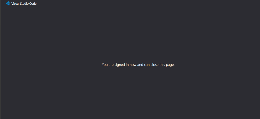 Signed into Visual Studio Code 