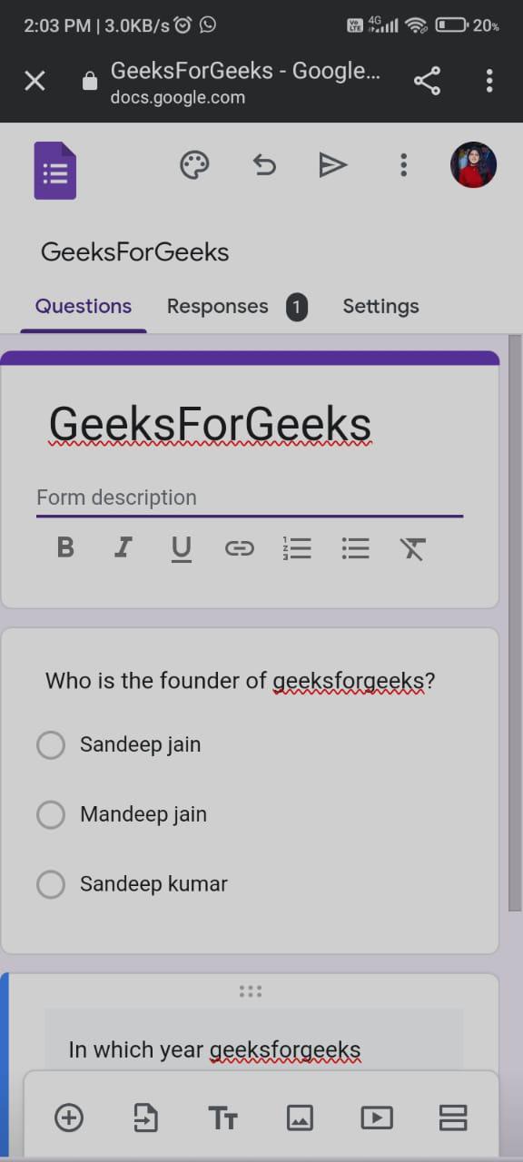 Open Google Forms on your phone.