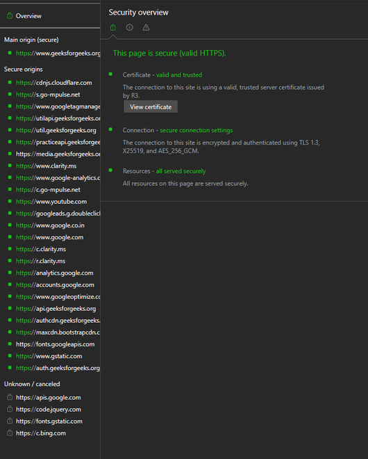 Security Tool in Microsoft Edge Browser - GeeksforGeeks