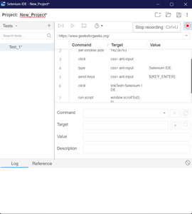 Selenium IDE-First Test Case - GeeksforGeeks