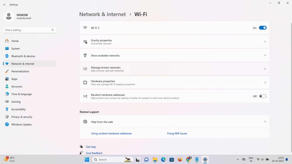 Navigate Setting How to Find WiFi Password in Windows 11? - GeeksforGeeks
