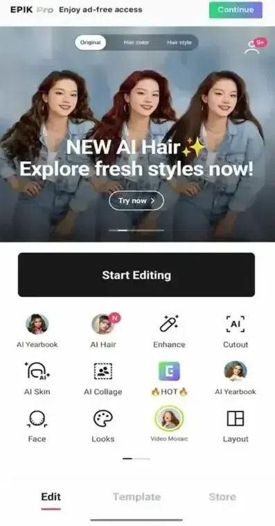 Go to the homepage of EPIK AI Photo Editing App