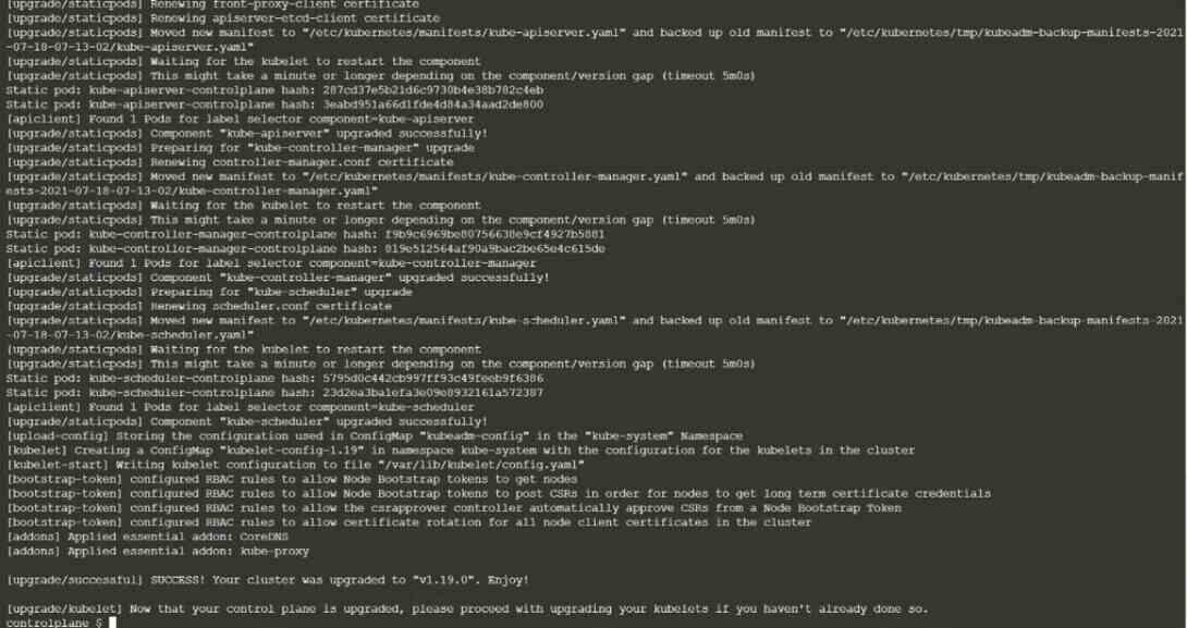 Successfully Upgraded the cluster