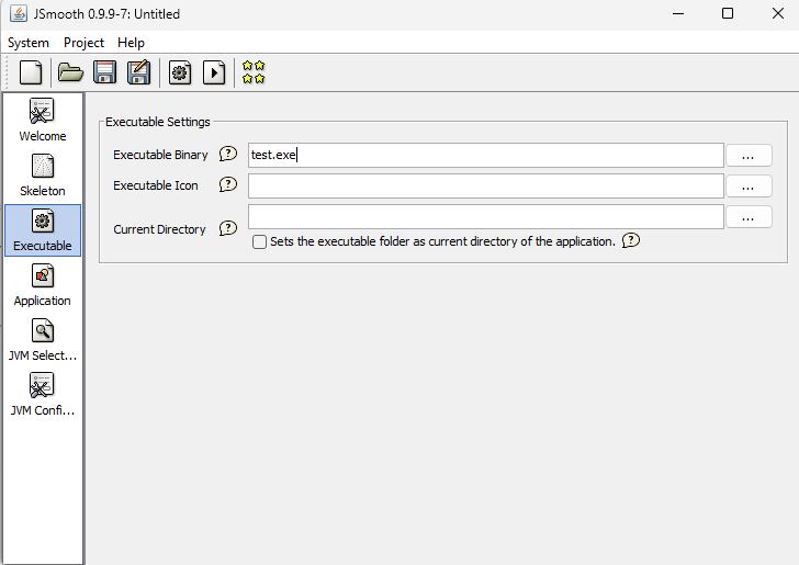 File Name Name od created executable