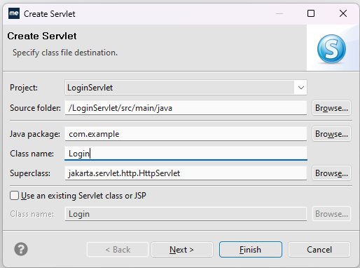 Creating login servlet details myeclipse