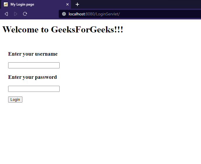 Login page servlet myeclipse