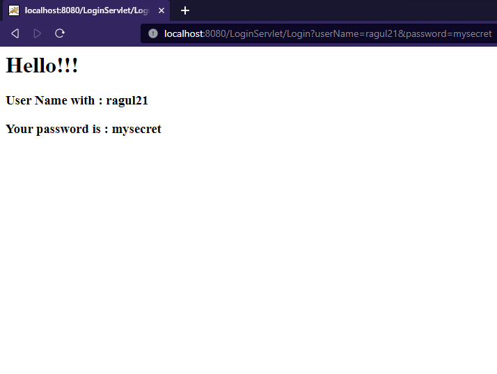 Login page result servlet myeclipse
