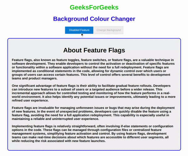 Create Feature Flags using HTML CSS & JavaScript - GeeksforGeeks