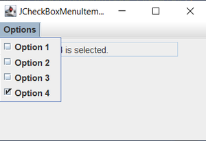 JCheckBoxMenuItem Output with Option 4 Selected