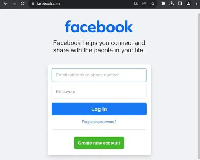 Redirecting to facebook.com