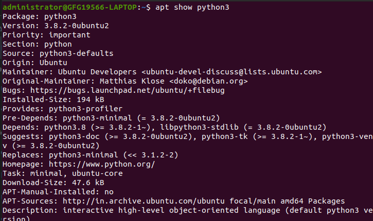 Checking python version in Linux