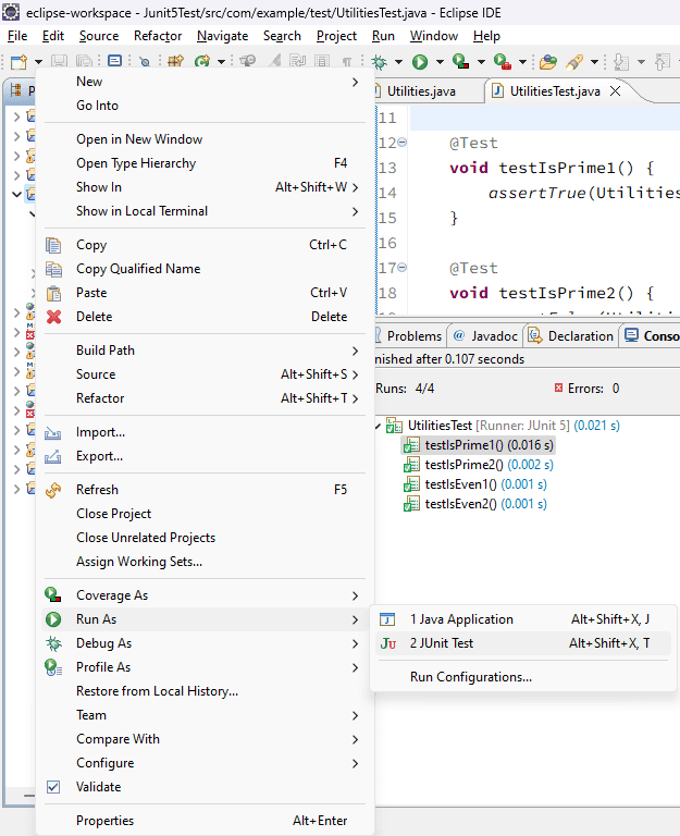 Running JUnit 5 test