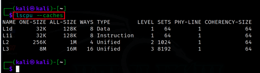 Displaying information about caches