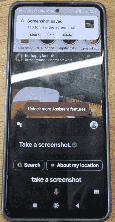 Use Google Assistant Feature to take a screenshot on Android