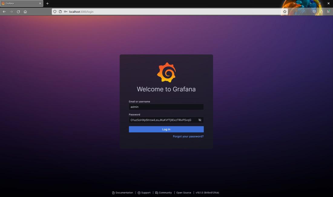 Access the Grafana server