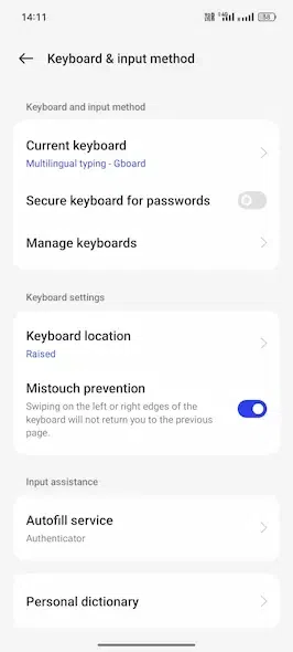 press on Manage Keyboards option