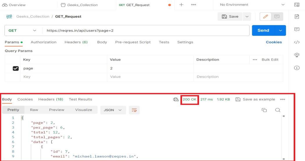 Sending GET request Using Postman