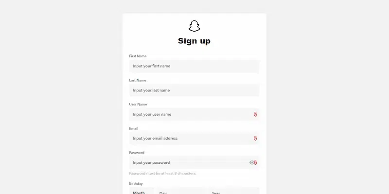 Snapchat Sign Up