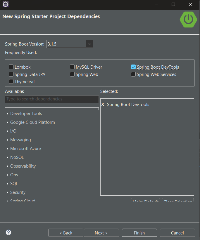 Select Starter Dependency