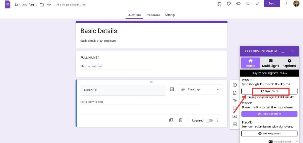 Sync  current Form 