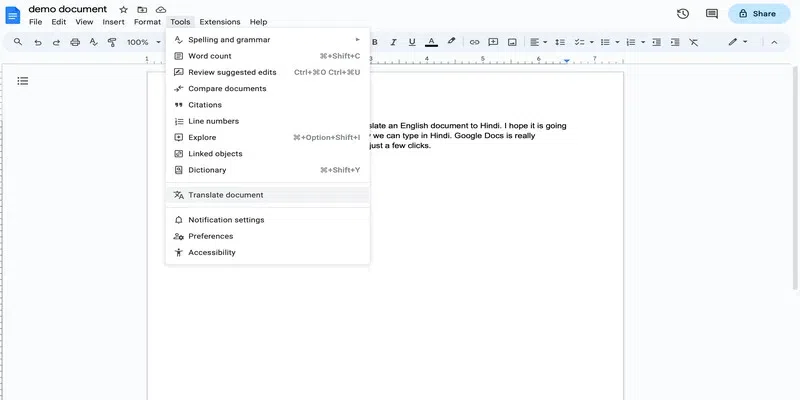  Translate a Document In Google Docs