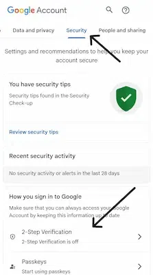 Click on 2-Step Verification