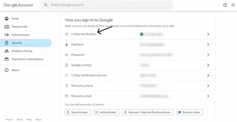 Click on 2-Step Verification