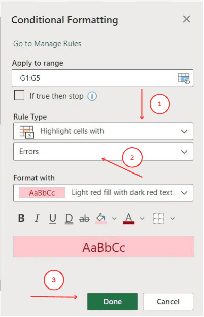 Select the Formatting and click on Done