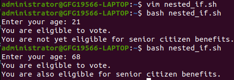 nested-if using Bash 