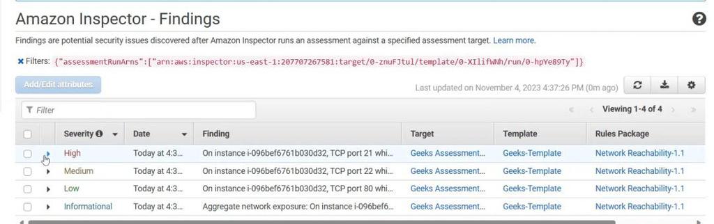 Amazon Inspector Example AWS Inspector - GeeksforGeeks