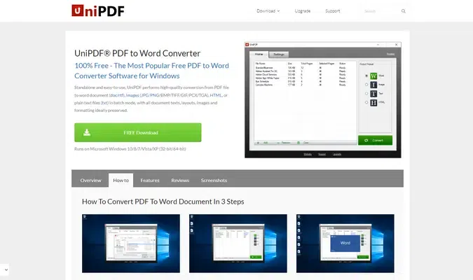 UniPDF free pdf to word