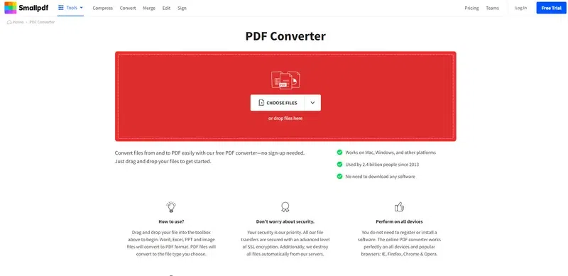 SmallPDF PDF to word converter app