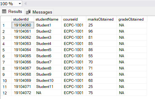 StudentMarksExistingNotNull