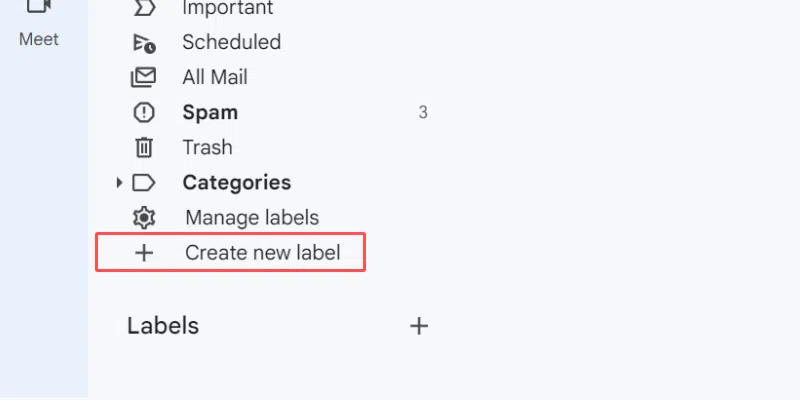 Click on Create New Label option