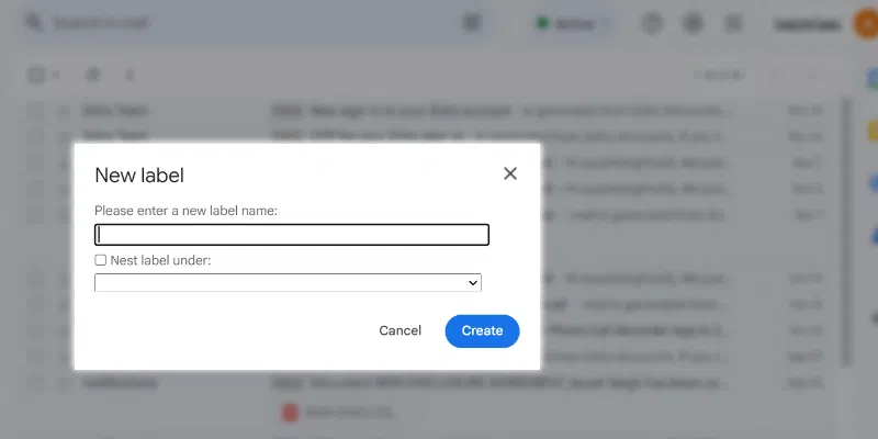 Enter Label Name and Click Create option