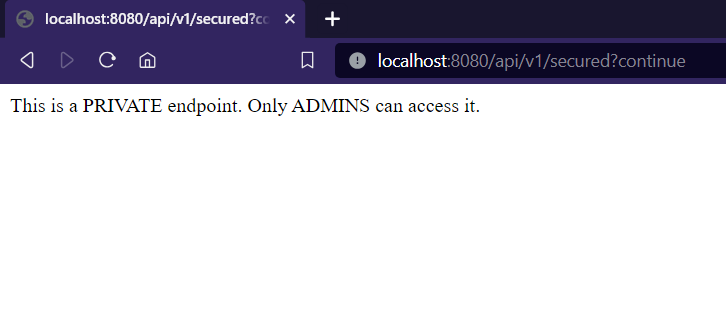 Admins can access the secured endpoint