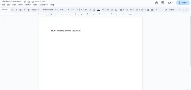 MLA format in Google Docs